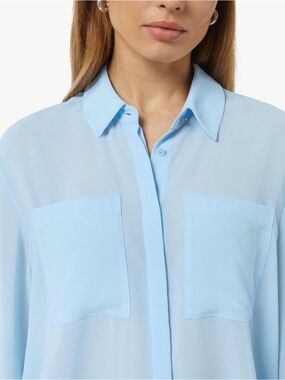 EXPRESS Portofino Light Blue Button-Up Blouse